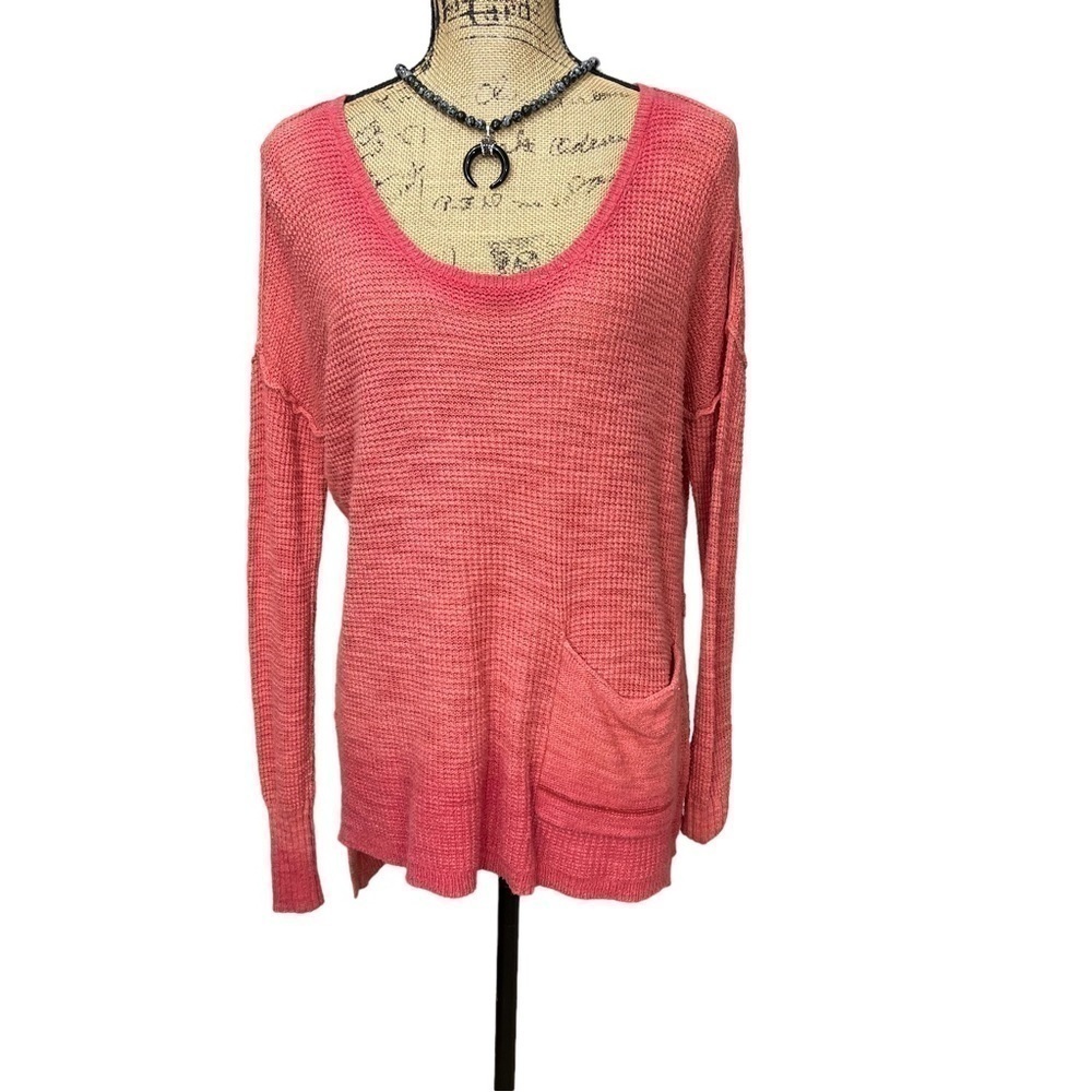 Anthropologie Moth Ombre Thermal Sweater Pocket Tunic Top Size Small - Picture 4 of 16